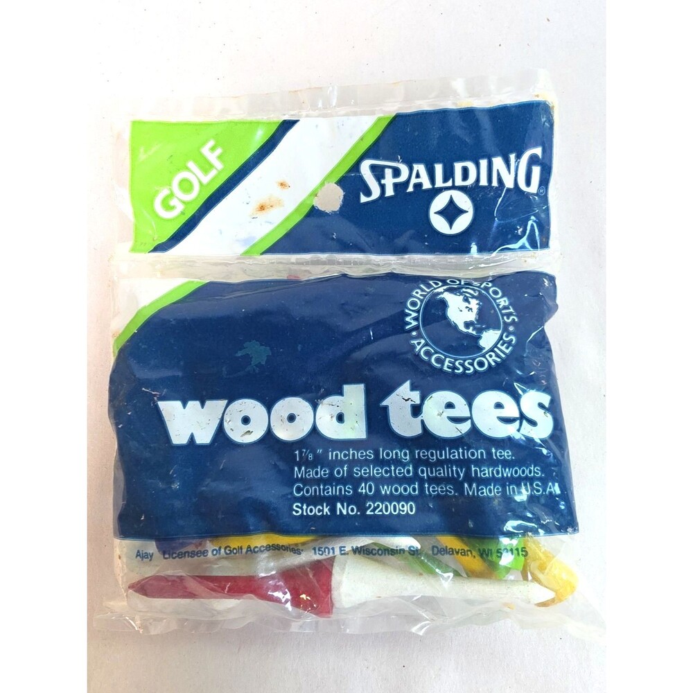 New Sealed Spalding Vintage USA Made Retail Pack of 40 Wooden 1 7/8"  Tees